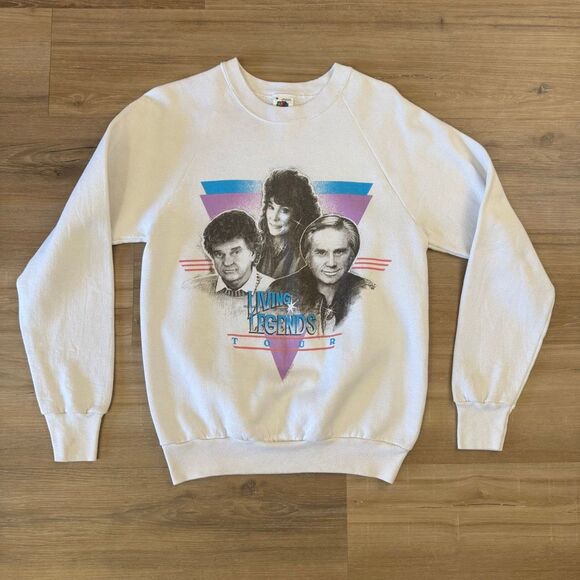 VTG 80s Loretta Lynn Conrad Twitty George Jones Living Legends Sweatshirt Sz M - Picture 1 of 6